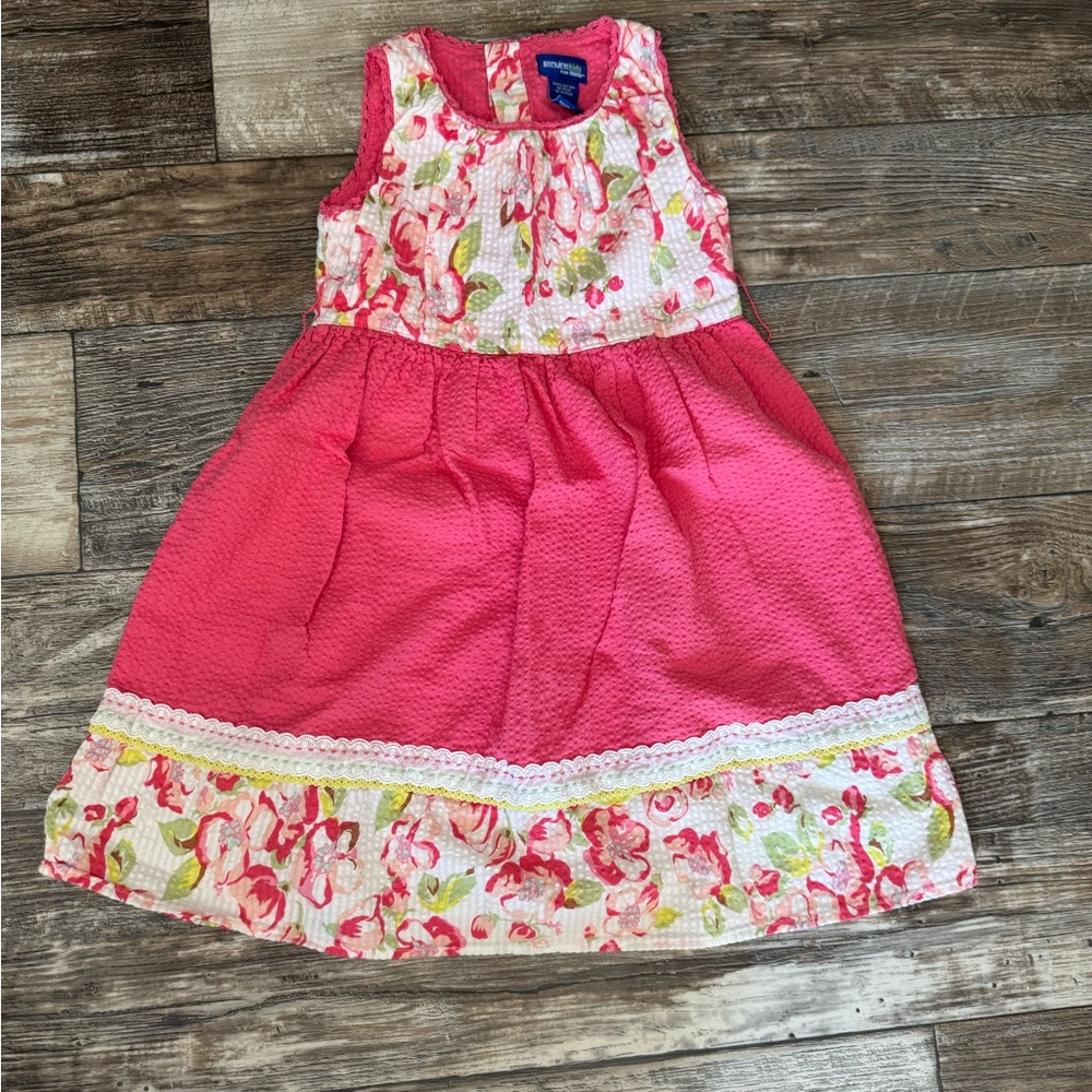 Genuine Kids by OshKosh 100% Cotton Floral Pink Kids Dress Size 5